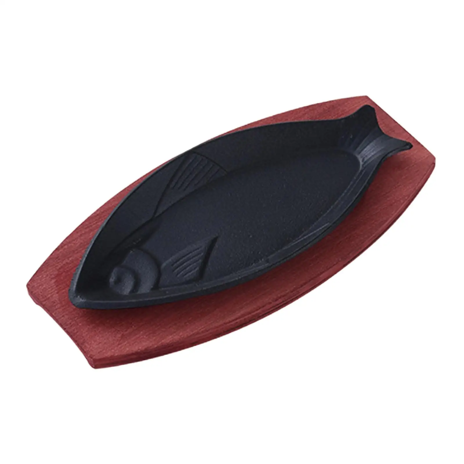 Griddle Steak Fry Plate Steak Serving Plate Fish Shaped Fryer Cast Iron Nonstick Skillet Hot Plate BBQ Grilling Pan for Home