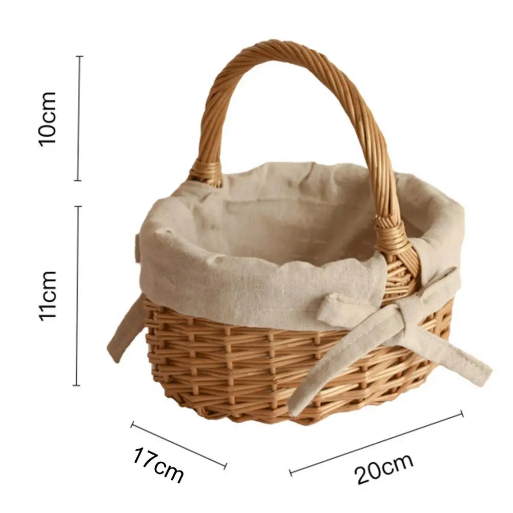 Bow-knot Flower Basket Woven Hand-Held Wicker Flower Pot Flower Girls Basket Wedding Decoration Bridesmaid Flower Petal Basket