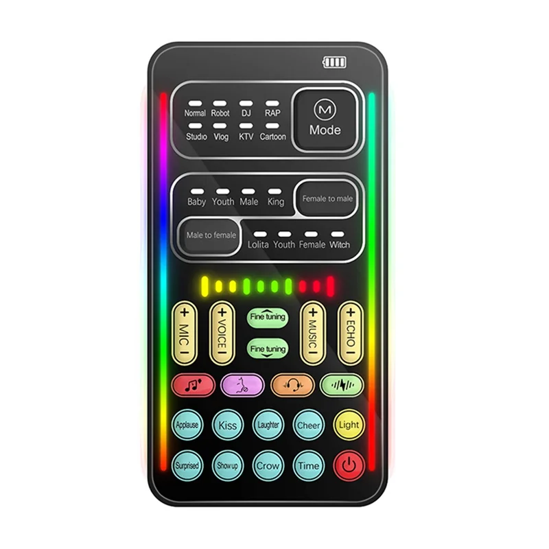 A42Z-I9 Voice Changer Full Kit Multiple Audio Effect Bluetooth Live Sound Cards Ultra-Thin Portable Live Sound Card Mic Tool