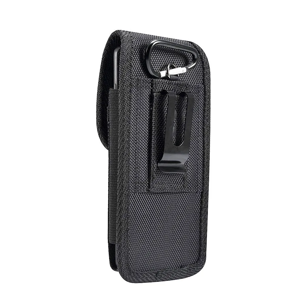 Per Nokia C2 Tava (2020) Nylon Con Clip In Metallo E Porta Carte Di Credito Copri Cintura Verticale-Nero