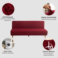 LANMOLIFE Armless Futon Sofa Bed Cover Solid Color Stretchable Folding Sofa Bed Covers Removable Cleaning Home Decor Living Room 2