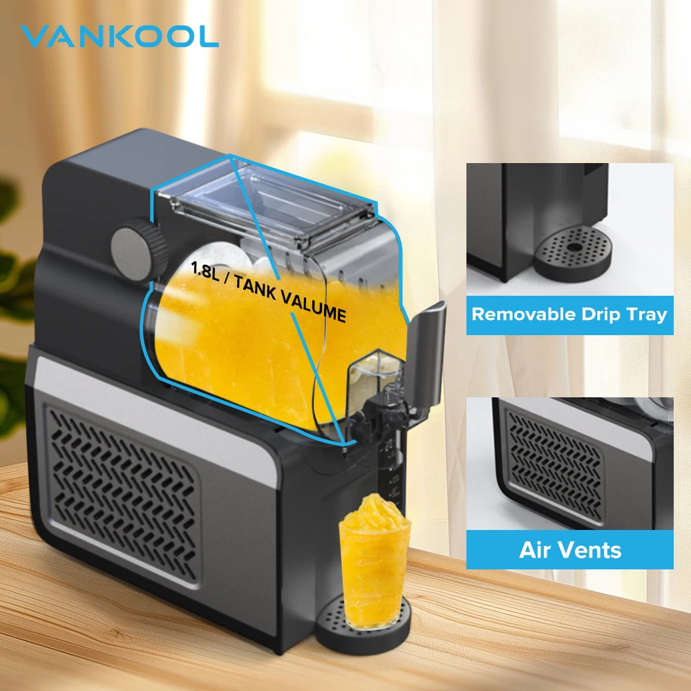 1.8L Home Slushie Machine Frozen Drink Ice Machine for Beverages Wine Sleek Slushy Maker
