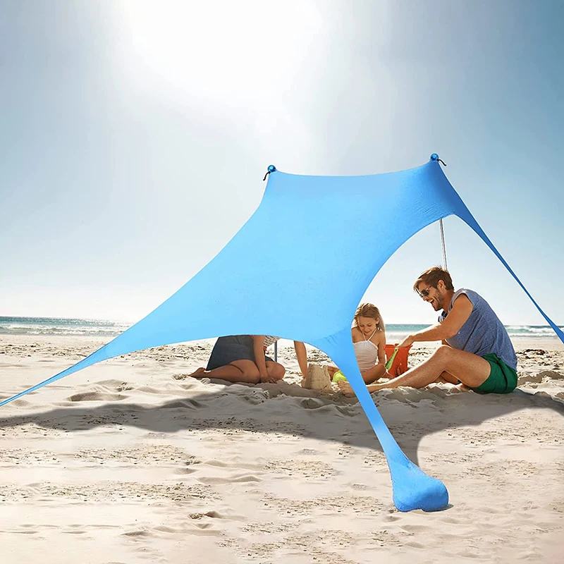 Outdoor Strand zelt Sonnenschutz UV-Schutz Strand Überdachung Zelt  Sonnenschutz großes Camping zelt mit 2 Stangen und Trage tasche