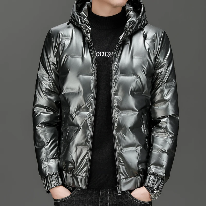 New Trendy 80% White Duck Down Sport Coat Winter Fashion Bright Color Warm Jacket Thick Thermal Hooded Outwear