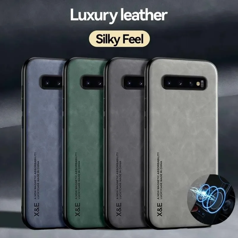 Phone Case Case For Samsung S10 S9 Plus Note 10 Plus A56 A36 A26 A16 A55 A35 A15 Luxury Leather Cover Metal Plate Support Car Hold