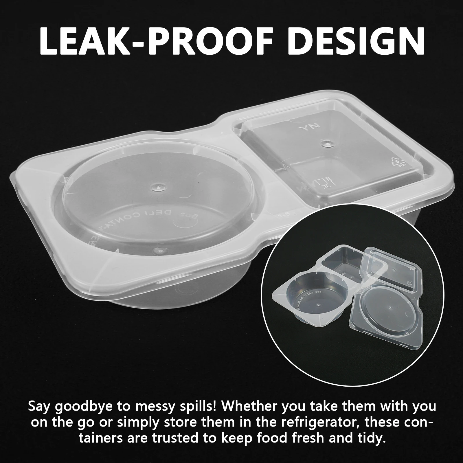40/80Pcs Plastic Double Compartment Condiment Container with Lid Reusable Snack Containers for to-go Sauce Sampling Travel Snack 3