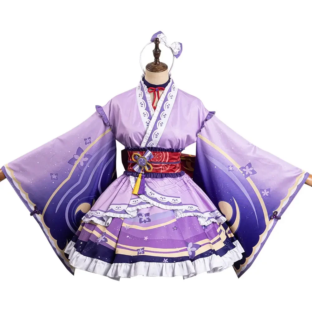 

Genshin Impact Rain Shogun Lolita, vestido Cosplay, peluca, костюмы, костюм для вечеринки, карнавал, Хэллоуин p