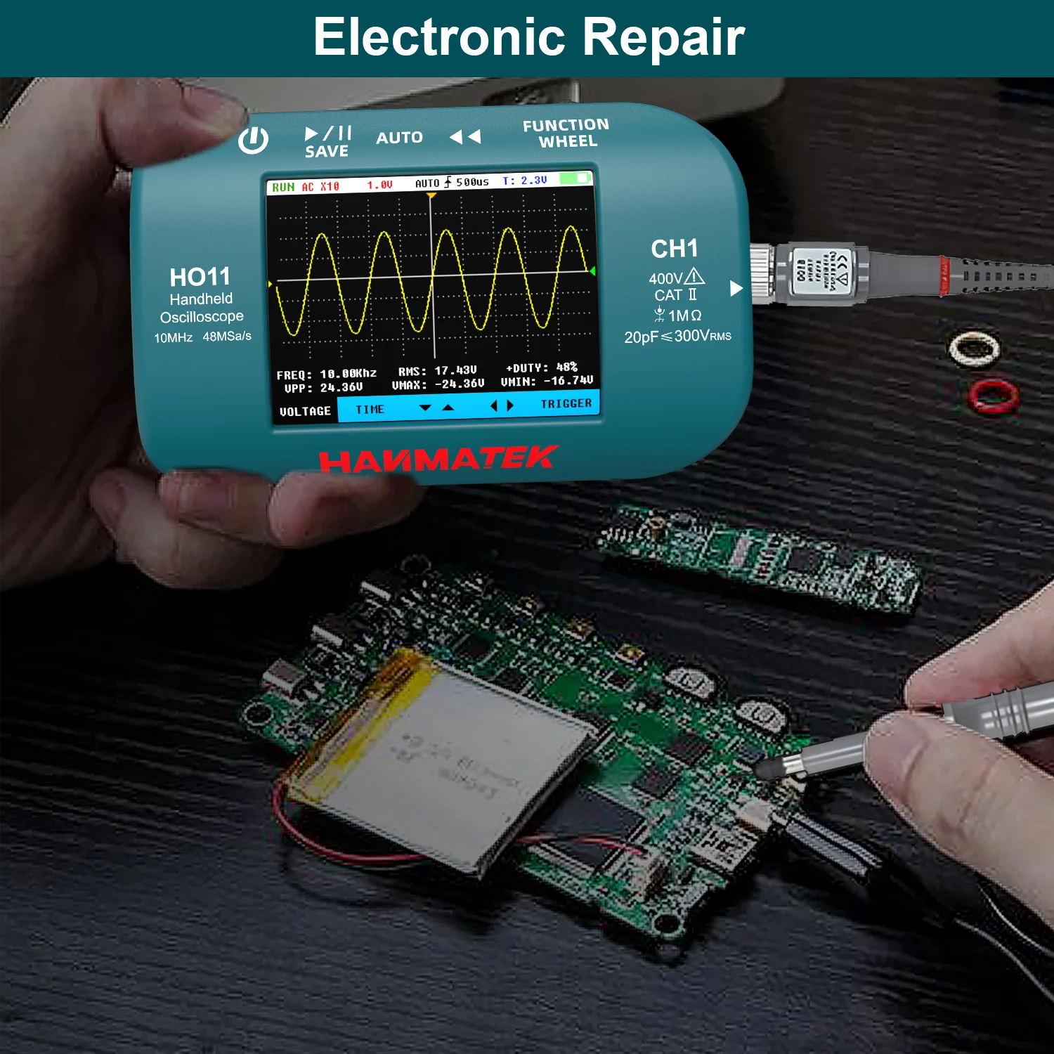 Hanmatek Digital Oscilloscope 10MhZ Bandwidth Highly Sensitive Response Signal Mini Handheld Oscilloscope Electronic Repair digital oscilloscope