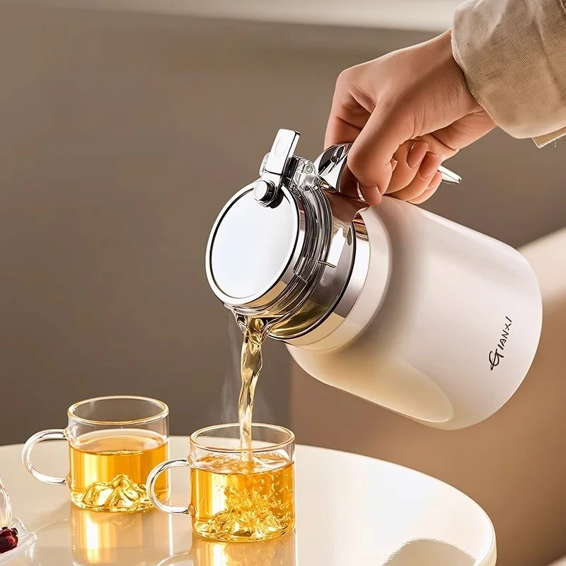 Gianxi Stainless Steel Tea Pot Vacuum Flasks Tea Water Separation Filter Teapot Large Capacity Home Kettle One Button Press