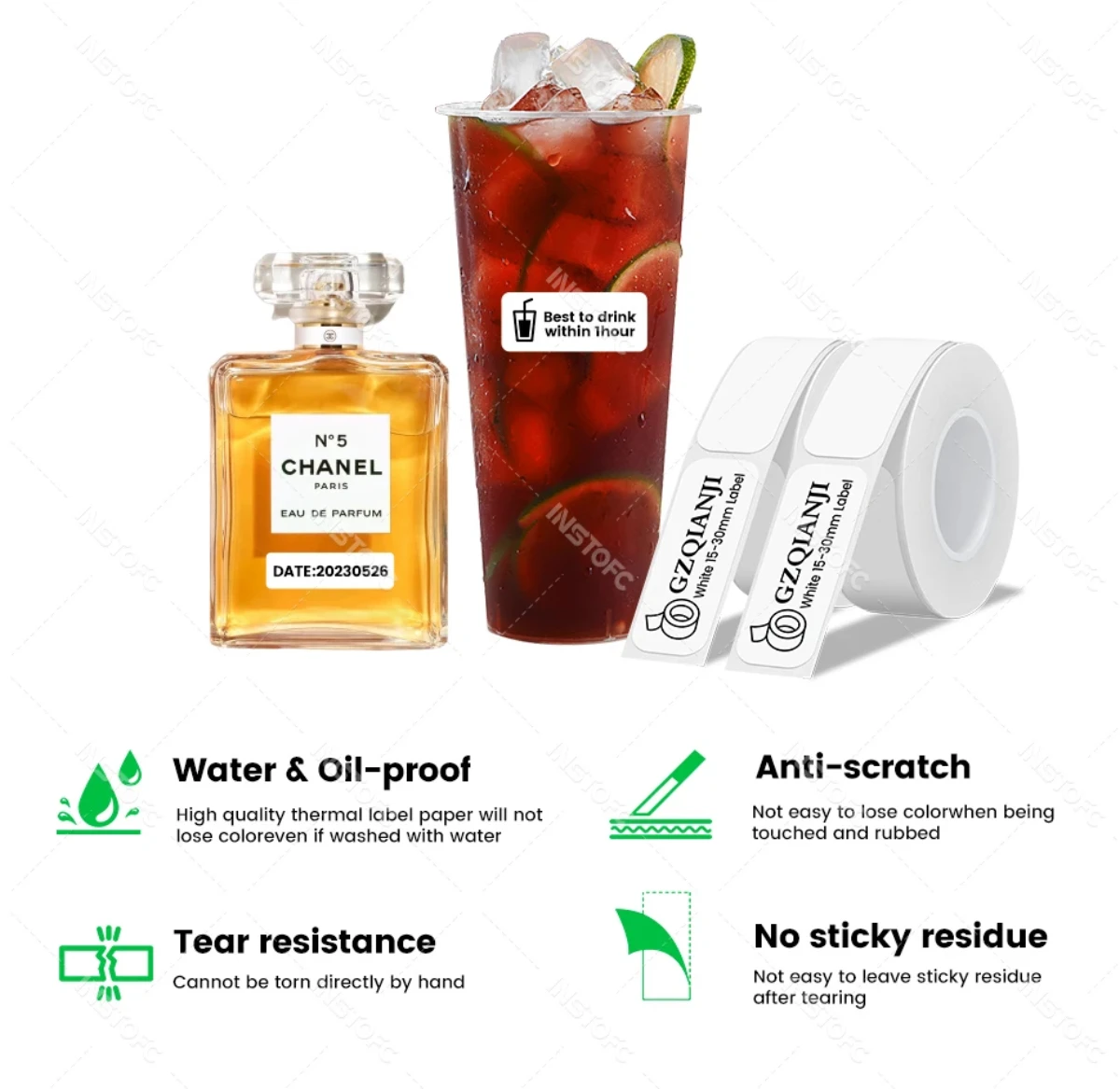 12x40mm 15x30mm White Gap Label Paper fit for P12 P15 Q2 D30 Q30 Label Maker Waterproof Self Adhesive Thermal Printer Sticker