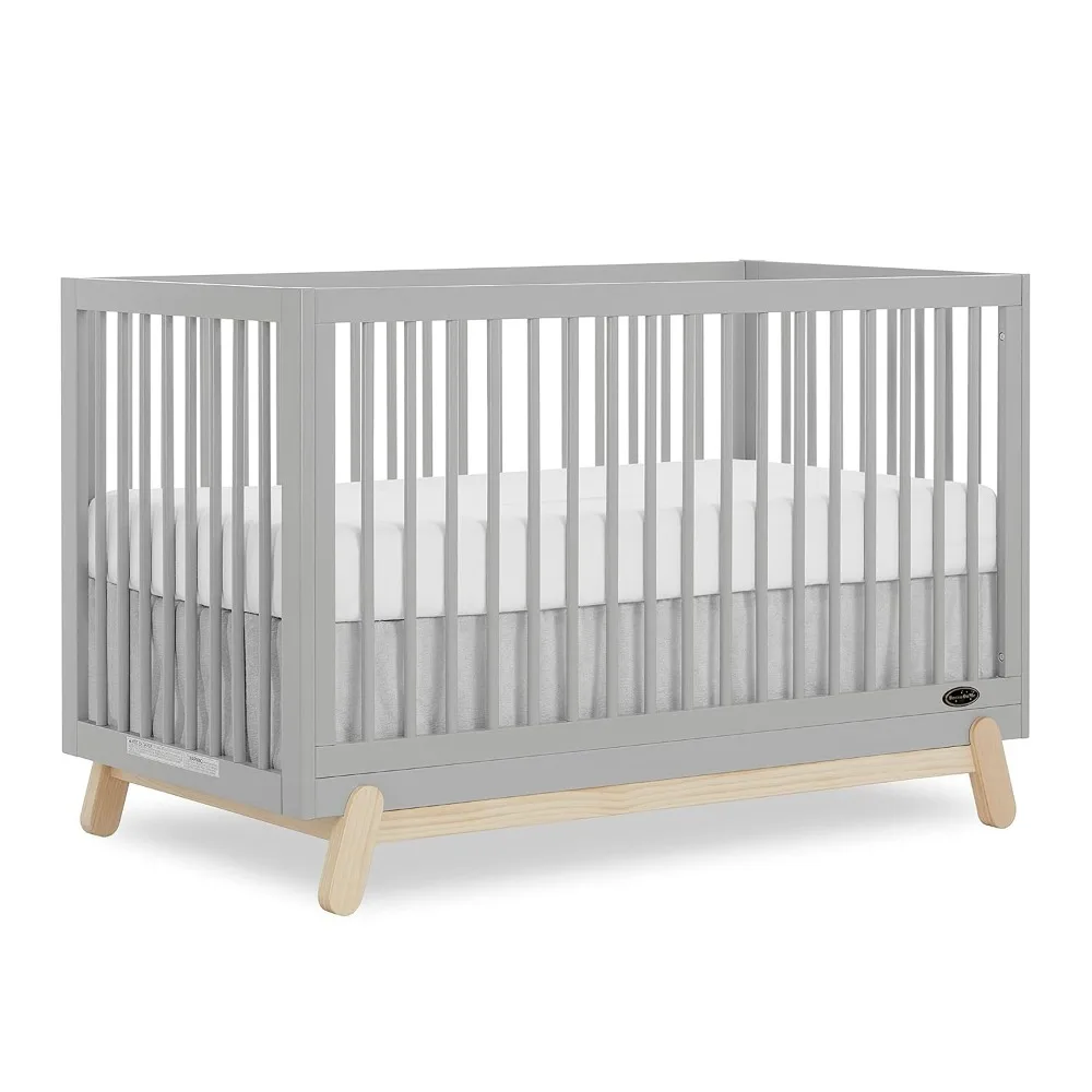 

Hygge 5-in-1 Convertible Crib in Pebble Grey Oak, JPMA & Greenguard Gold Certified, Made of Sustainable Pinewood, Easy to Clean,