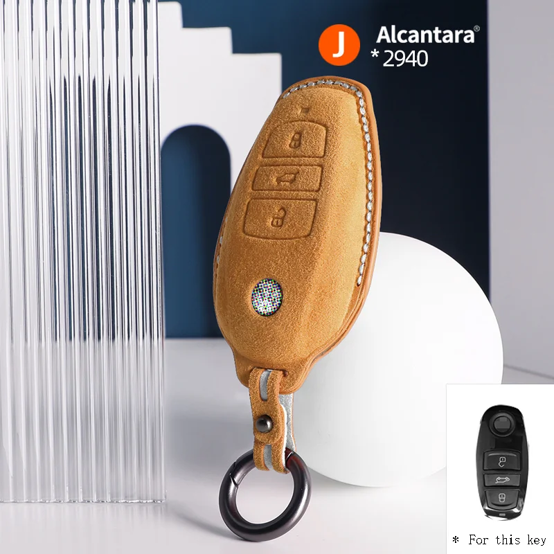 

Alcantara High-quality Car Key Case Cover Holder Smart Key Bag Accessories For VW Volkswagen 2010 - 2014 Touareg