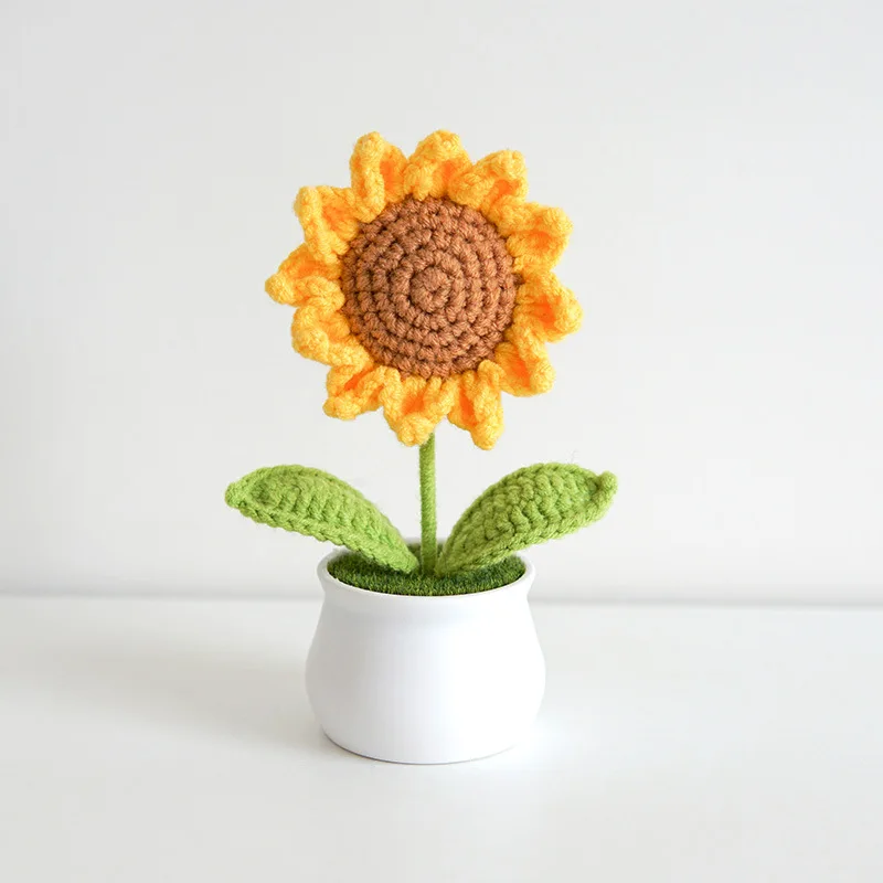 

Finished Handwoven Sunflower Bouquet Knitting Simulation Flower Crochet Gift Diy Valentine's Day Office Home Potted Decoration