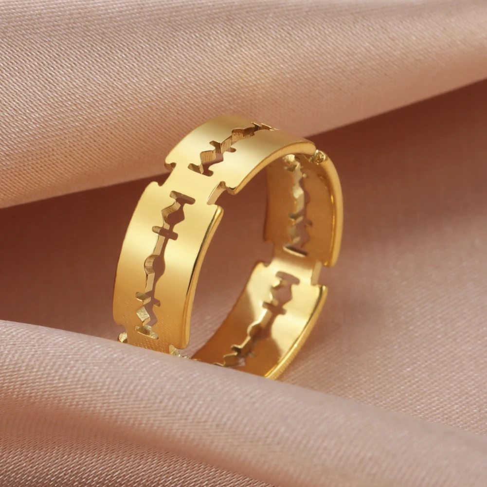 COOLTIME Anelli con lama in acciaio inossidabile per uomo Donna Punk Hip Hop Rock Argento Colore Coppia Anello Gioelleria raffinata e alla moda Regalo all'ingrosso - immagine 4