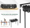 Camping Stove, 3 Burner Propane Gas Cooker w/Detachable Legs & CSA Regulator & 0-20 PSI Regulator for Camp Paito RV, Cast Iron, 4