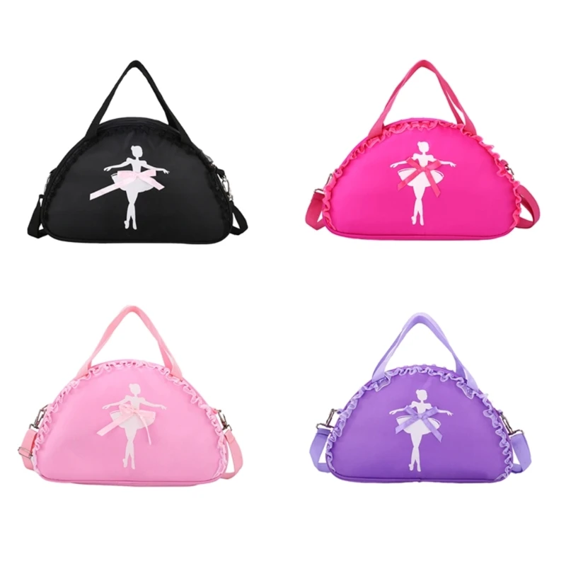 

E74B Ballet Dance Bag Sweet Ruffle Lace Handbag Waterproof Princess Shoulder Bag Women Girls Latin Dance Crossbody Backpack