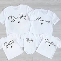 Daddy/Mommy/Sister/Brother/Baby Print Family Matching Outfits Short Sleeve Casual Family Outfit Summer Matching Set Clothing 1