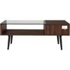 42 Inch Table Glass and Dark Walnut Dolce Gusto Montclair Mid Century Modern Two Toned 1 Drawer Coffee Table Mesa Lateral Tables 4