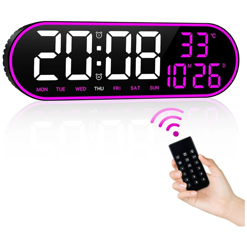

Digital Wall Clock Large Display, 15Inch Clock With Time Date Temp Week, Timer, 1Auto-Dimming, LED Digital Clock