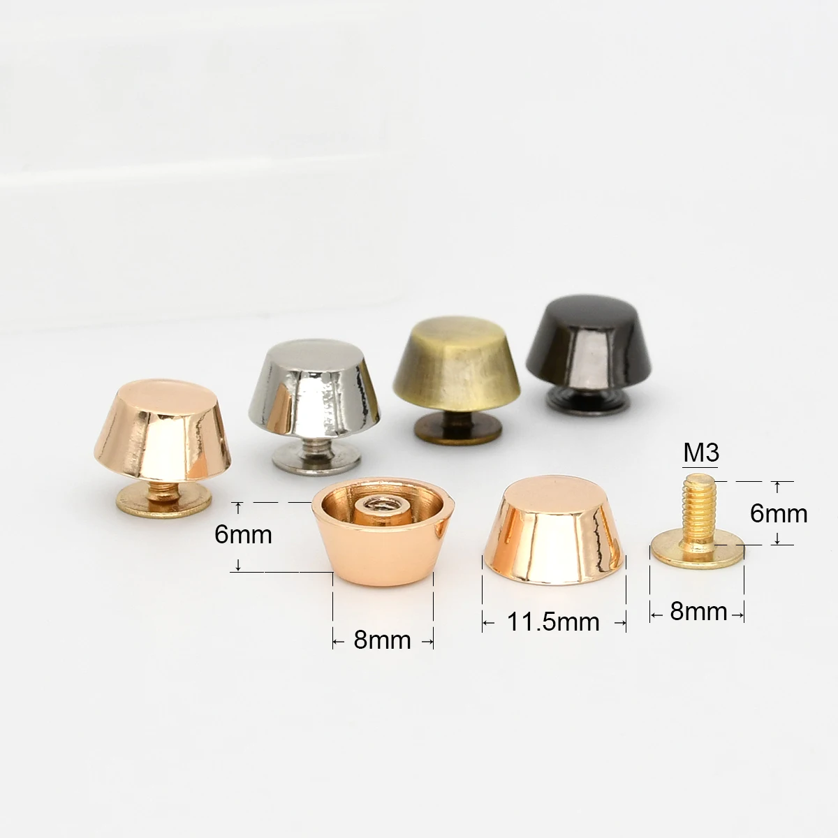 Description Picture 3 of item10sets Bucket Shape Bag Feet Base Studs Bottom Wear Protection Rivets Wallet Bag Decor Buttons Leathercraft Parts Accessories