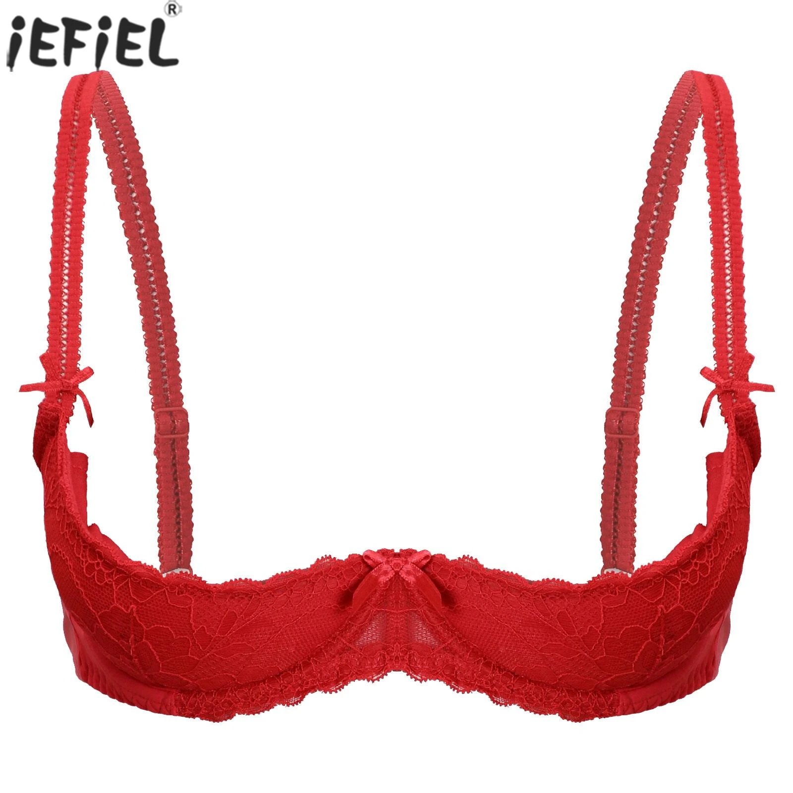 Sexy de media copa para mujer, sujetador aros de realce, ajustables, interior de encaje, Bralette erótico de copa abierta| | - AliExpress