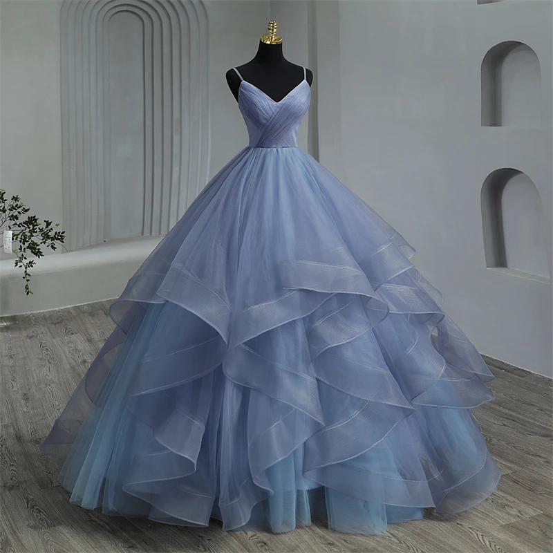 Ruffles Blue Quinceanera Dresses Ball Gown Sweetheart Spaghetti Straps  Sweet 16 | eBay