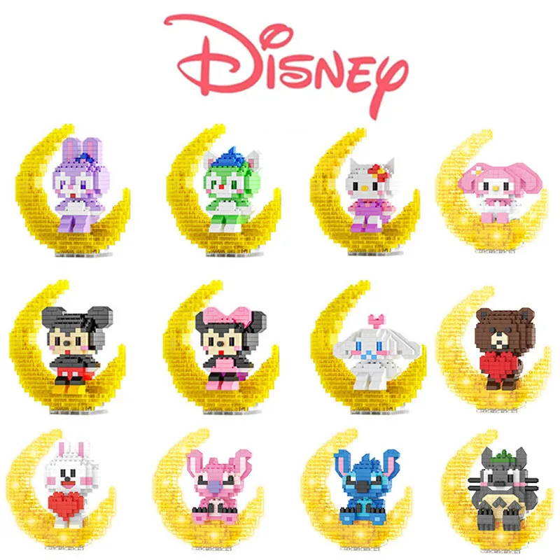 

Disney Cartoon Figure Hello Kitty Mickey Mouse Luminescence Building Block Puzzle Assembly Toy Bricks Children Christmas Present