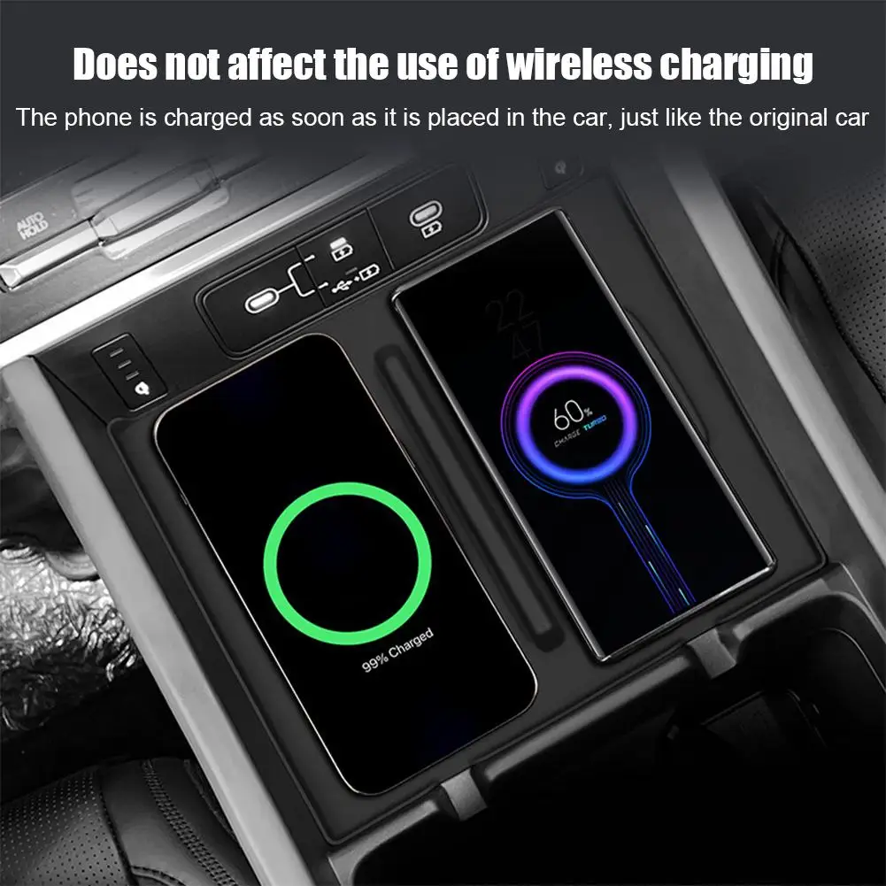 Wireless Car Charger for Hyundai Santa Fe Model Silicone Non-slip Charging Mat Silicone Protective Pad for Safe Charging