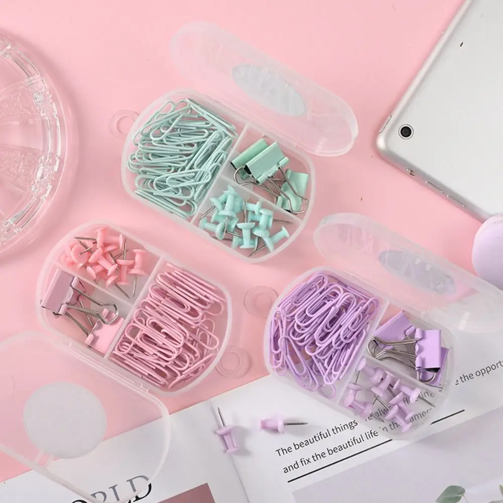 

Multifunctional Push Pins Paper Clips Thumbtack Stationery Metal Clear Binder Clips Set School Office Supply