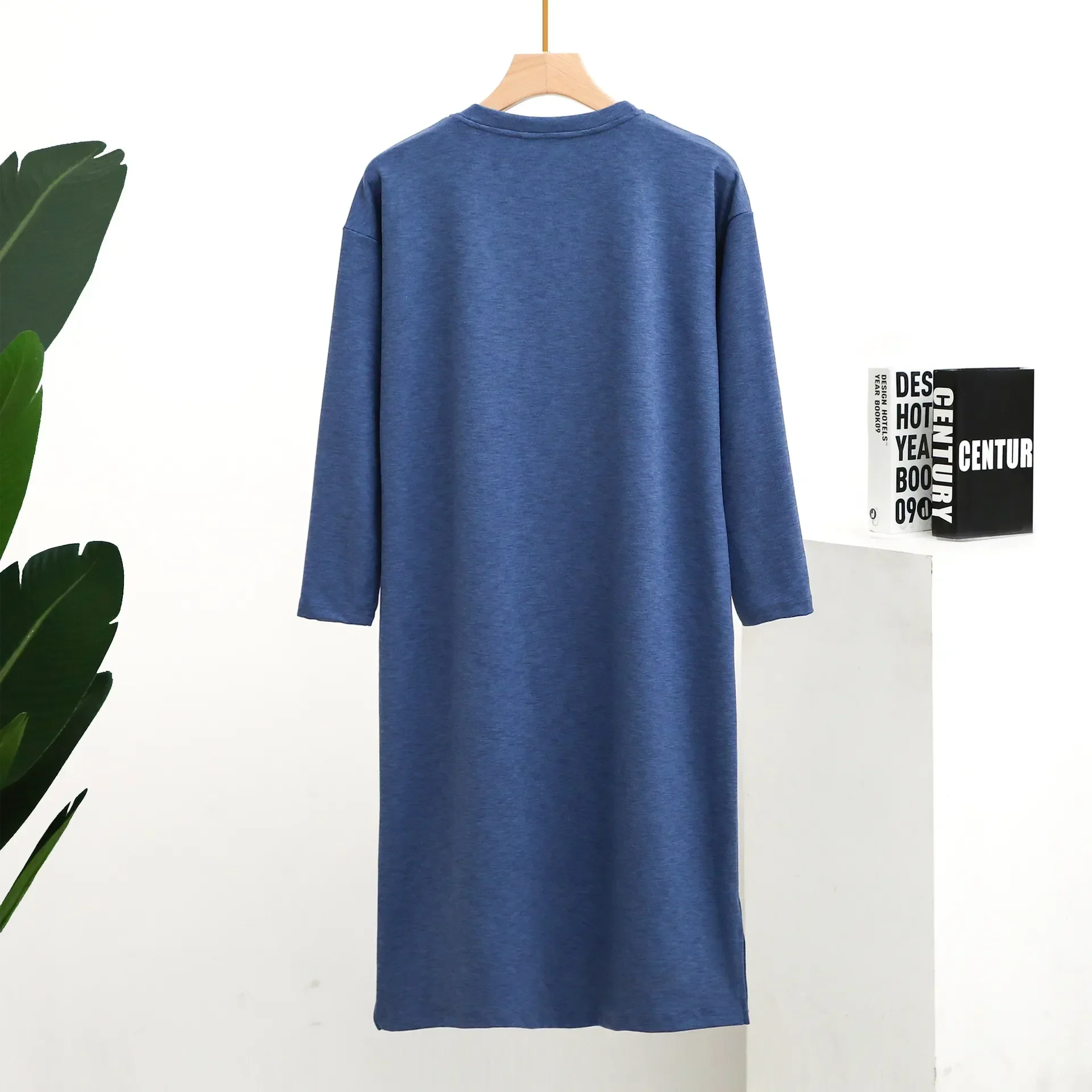 

Night Long And Sleeved Thickened Clothes Men One-piece Sleep Dress Size Nightshirt Home Men's Plus Winter Pajamas Autumn Plain