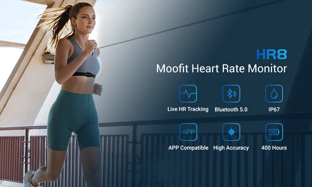MOOFIT Heart Rate Monitor Chest Strap,Bluetooth & ANT+ Heart Rate Monitor, IP67 Waterproof HRM HR Sensor Compatible with Zwift, W
