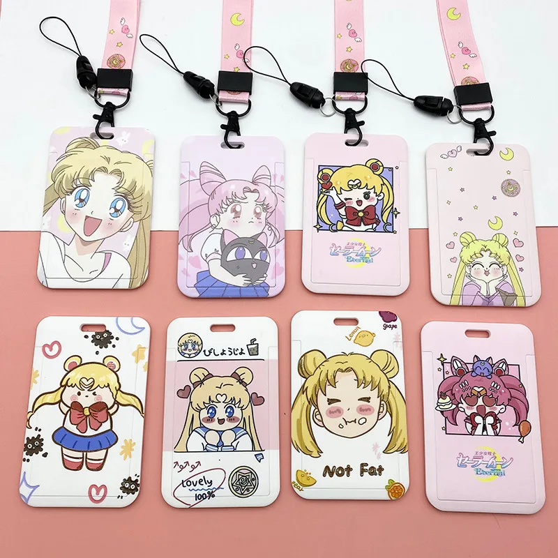 Anime Kawaii Sailor Moon Chibiusa Tsukino Usagi Cute Student Bus Bank Subway Access Control Card Cover Lanyard Pendant Girl Gift