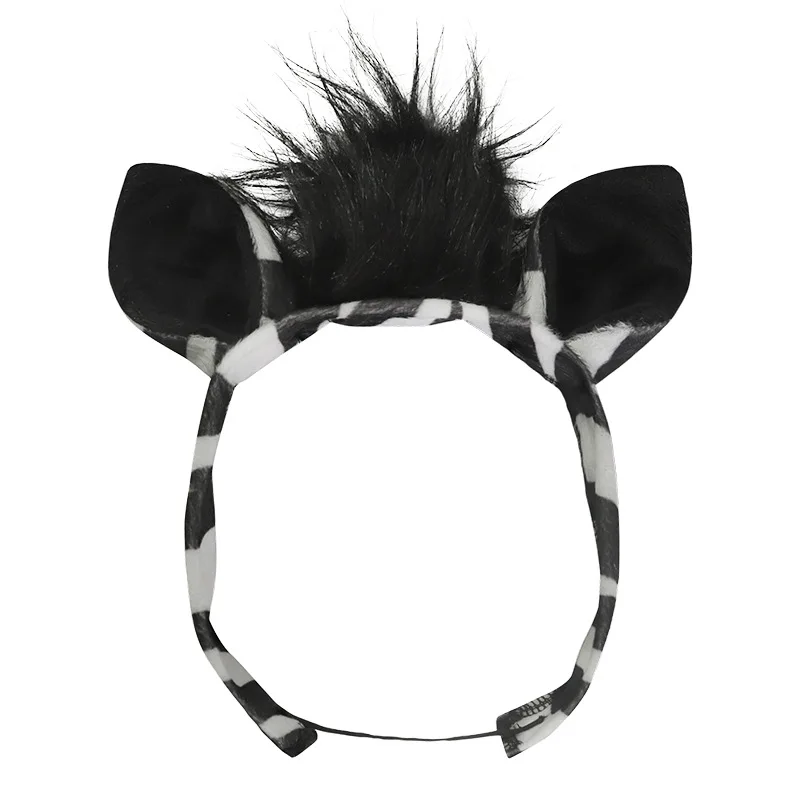 Kids Zebra Costume Children's Animal Jumpsuit with Headband Tail Plush Trim Halloween Party Dress Up Outfit