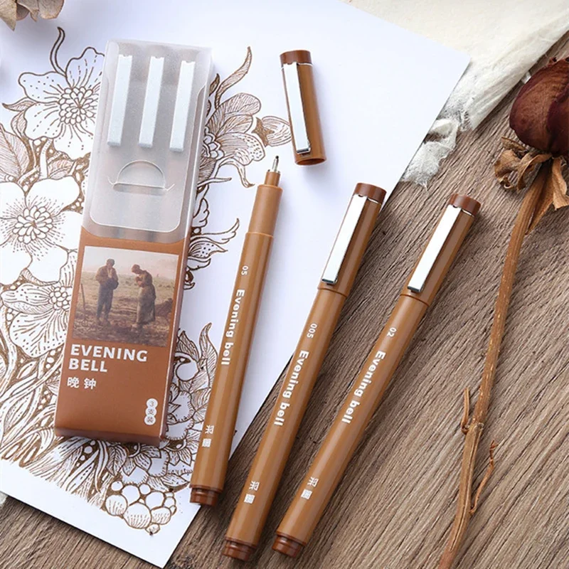 Waterproof Ink Brown Micron Neelde Drawing Pen Pigment Fine Line Markers Pen For Hand-Paint Anime Coloring Book Art Supplies marker pens,pen marker,markers pen,marker pen,art marker pens,art markers,colored pens,manga markers,micro pens,drawing pen