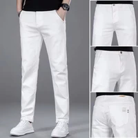New Men's Fashion Classic Style Versatile Slim Jeans White Stretch Straight Soft Casual Denim Trousers Brand Clothing Male 1