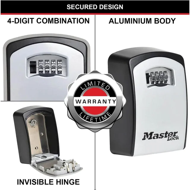 Master Lock 5401D Wall Mounted Combination Lock Hidden Key Storage Box Home Security Anti-Theft Key Safe 5