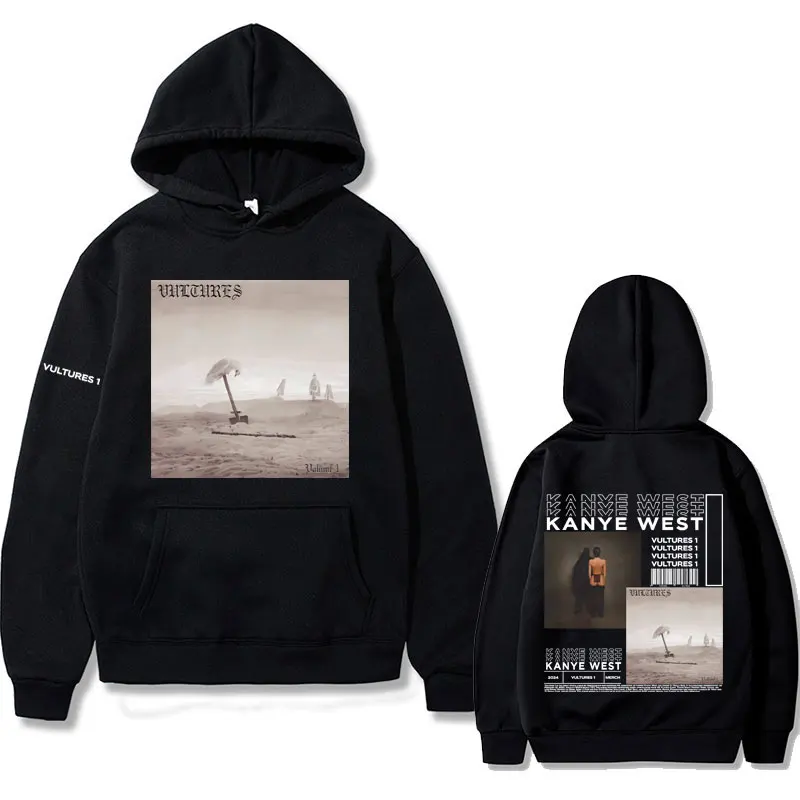 

Hip Hop Rapper Kanye West Vultures 1 New Album Graphic Print Hoodie Concert Fans Merch Hoodies Male Casual Oversized Sweatshirt