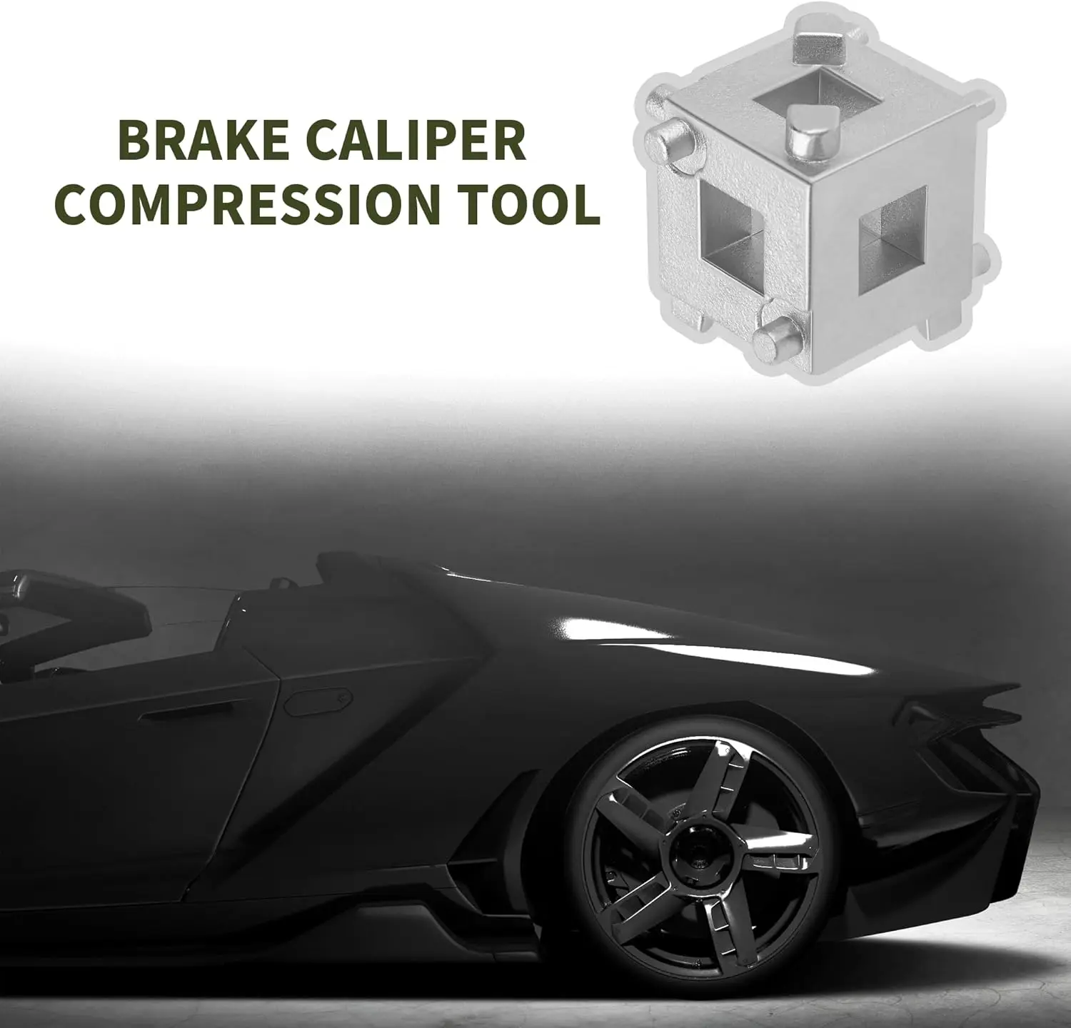 Premium Steel Brake Caliper Compression Tool with 3/8 Adapter