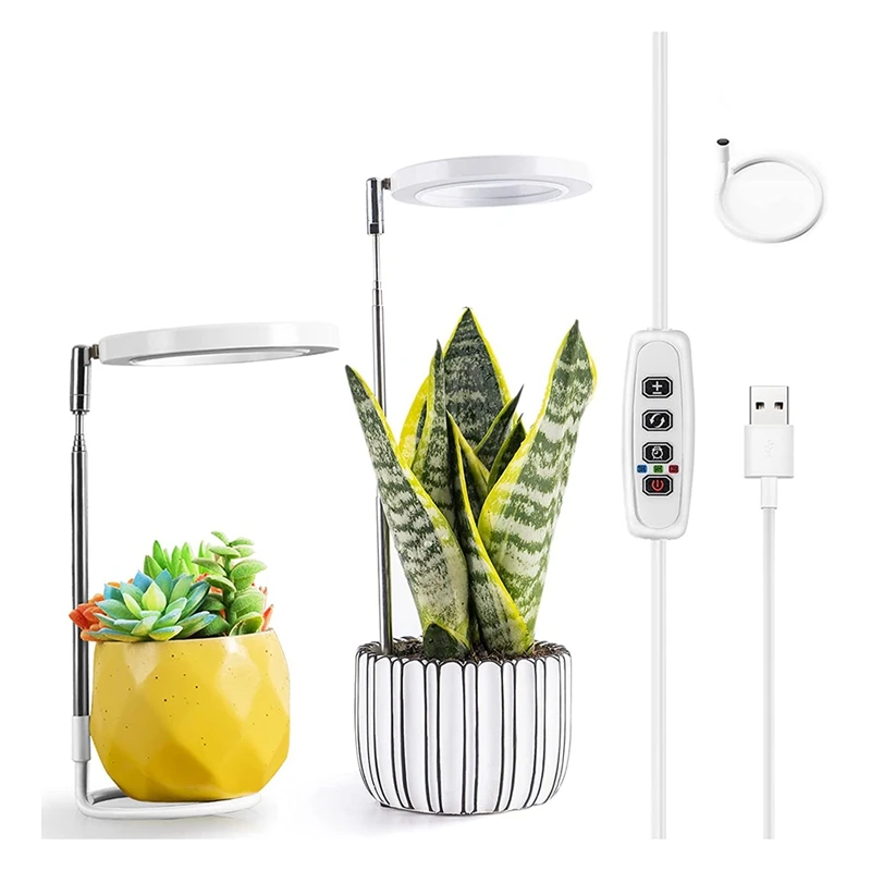 Grow Lights for Indoor Plants, Full Spectrum LED Halo Plant Light with Stand Height Adjustable Auto Timer, for Plants