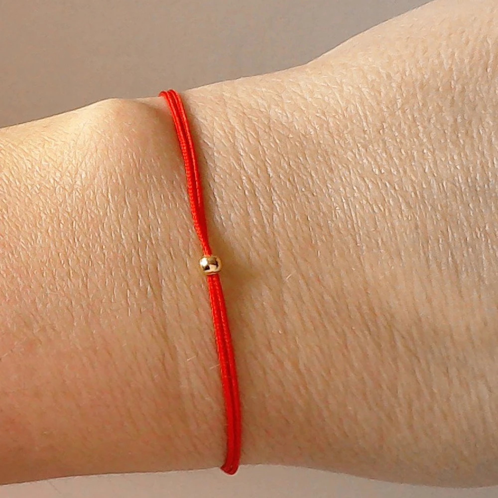 8pcs Red String Bracelet Gold Plated Beaded Ball Bracelet Kaballah