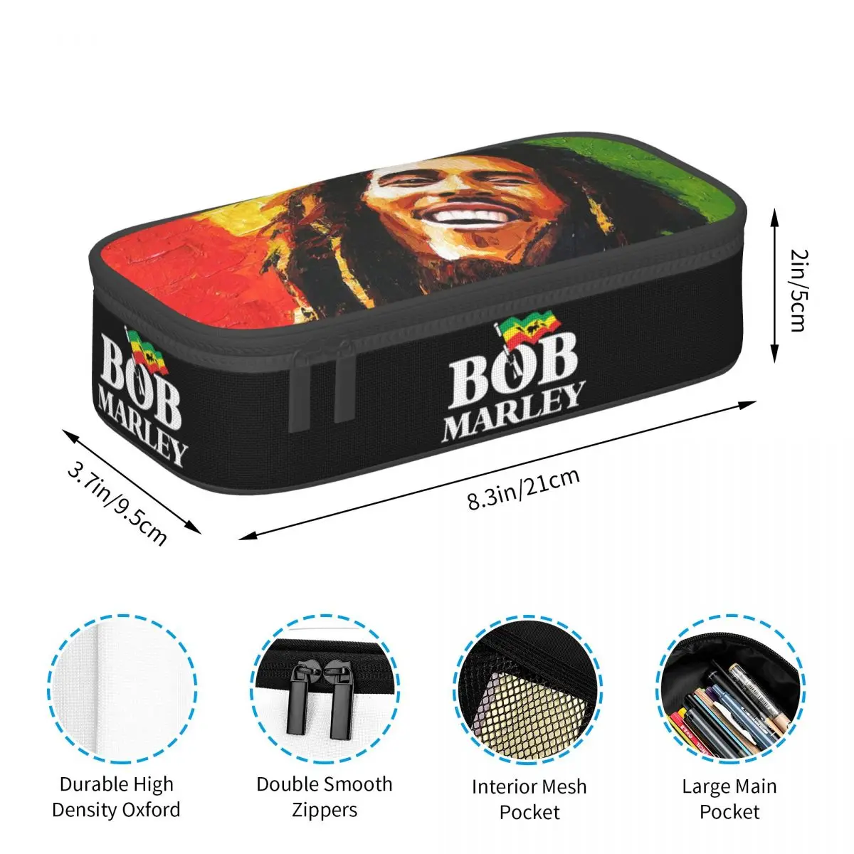 Kawaii Jamaica Reggae Rock Bob Marleys Pencil Cases for Boys Gilrs Large Capacity Pen Box Bag Stationery
