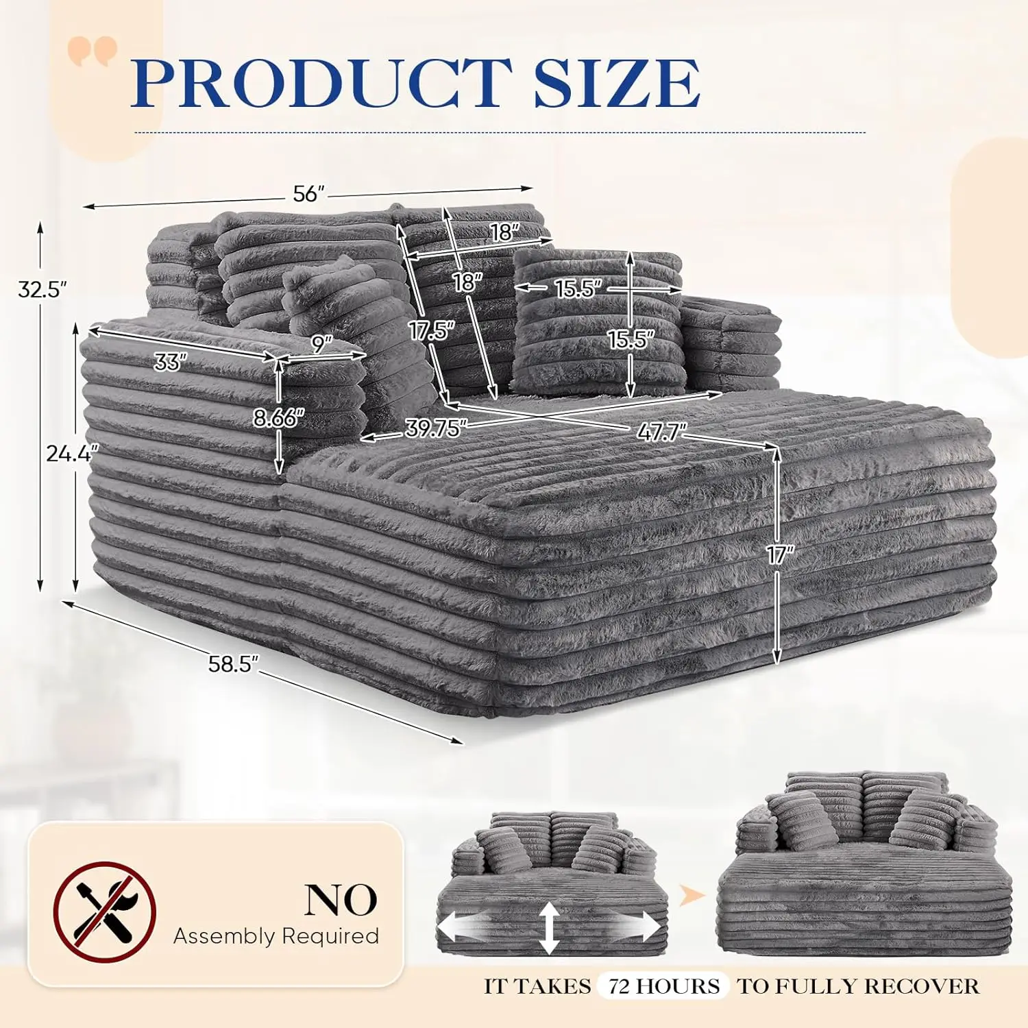 Oversized Chaise Lounge Indoor - Side View