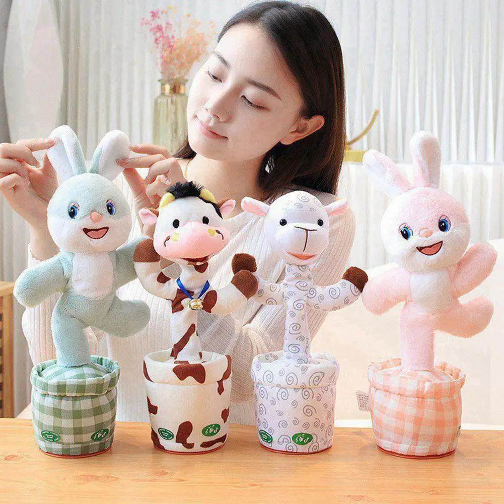 Dancing Rabbit Repeat Talking Toy Plush Electronic Toys Early Education Funny Interactive Can Bled Plush Gift Sing Rec X3v3