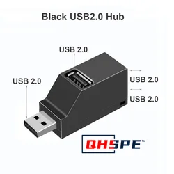 High - Speed USB Hub Adapter with 3 - Port Expansion and Card Reader (Black USB 2.0)