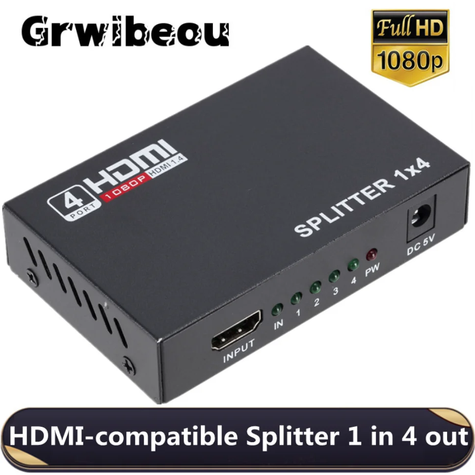 Divisor de Vídeo Compatível com Hdmi Amplificador de Sinal Adaptador Conversor para Dvd Ps3 Xbox Hdcp em Saídas 1080p