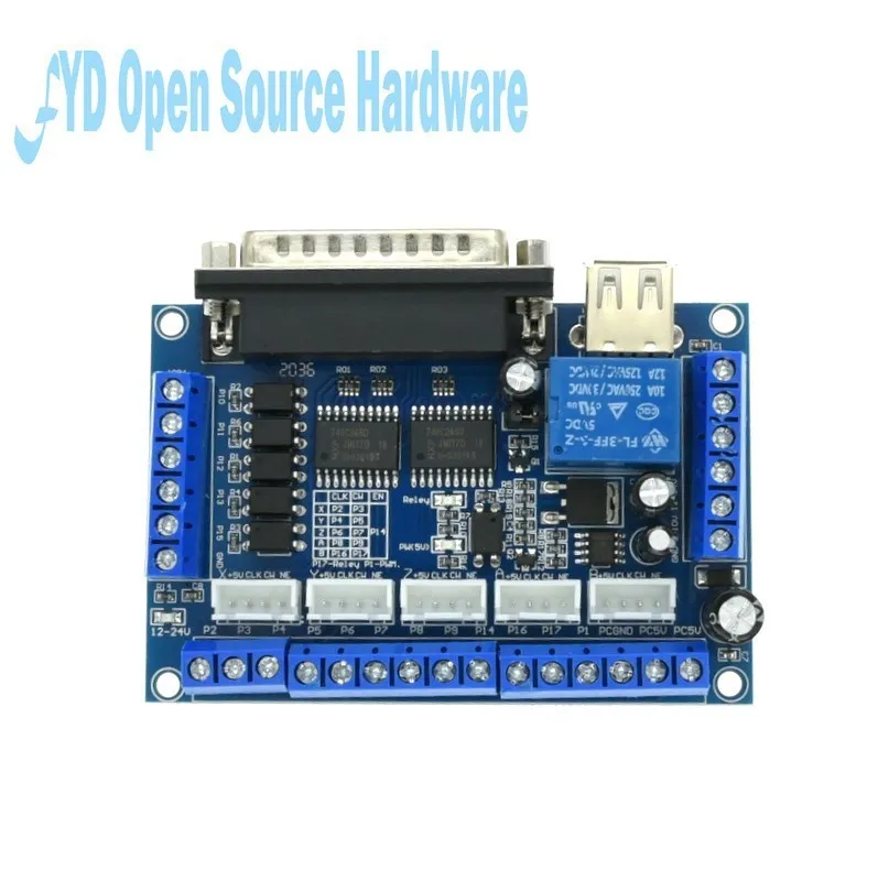 Scheda Di Interfaccia Mach3 5 Assi Con Adattatore Fotoaccoppiatore Driver Motore Passo-Passo + Cavo Usb Per Raspberry Pi