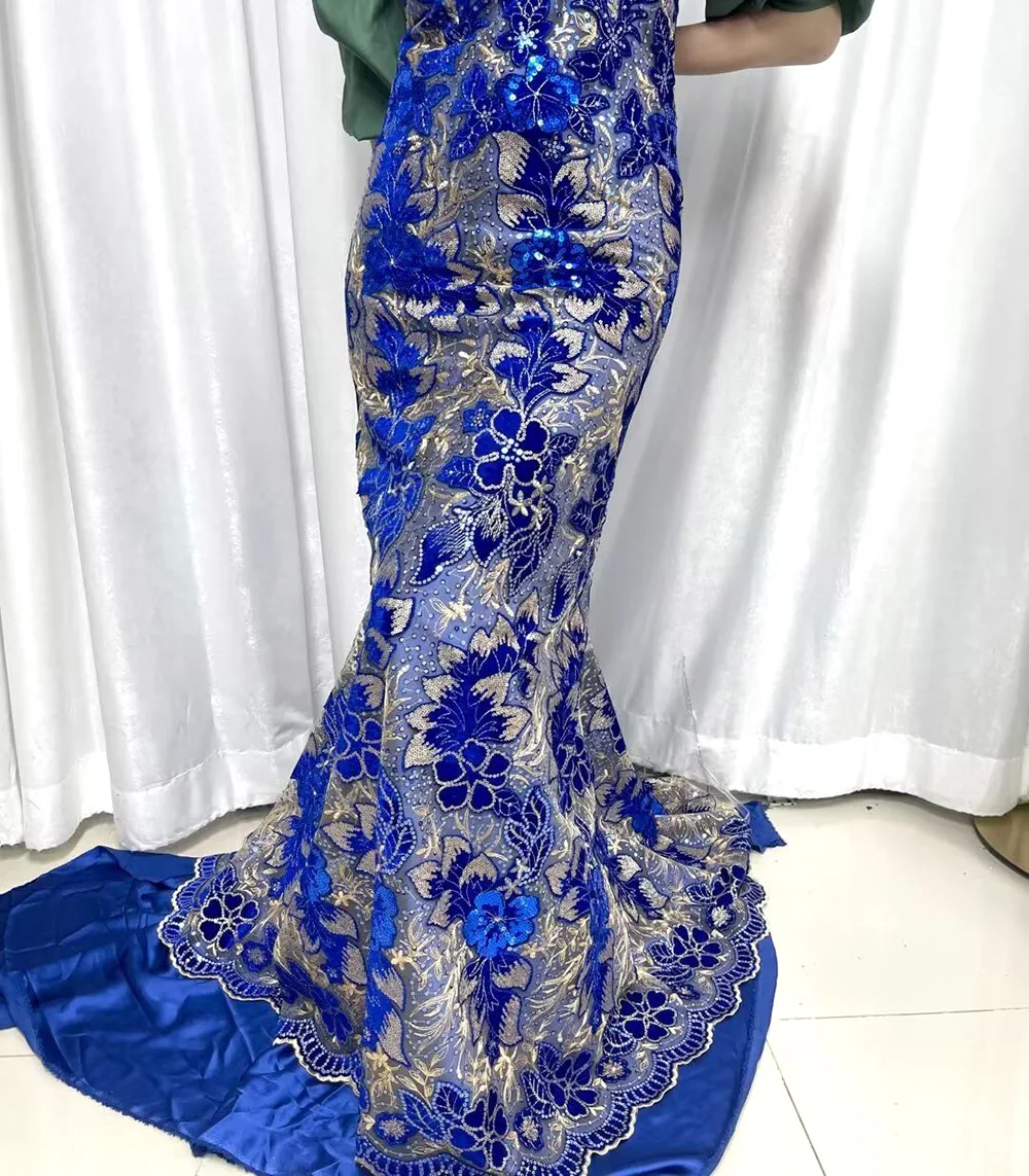 

African lace fabric velvet fabric 2023 New high quality embroidery with sequins french laces fabrics for party dress