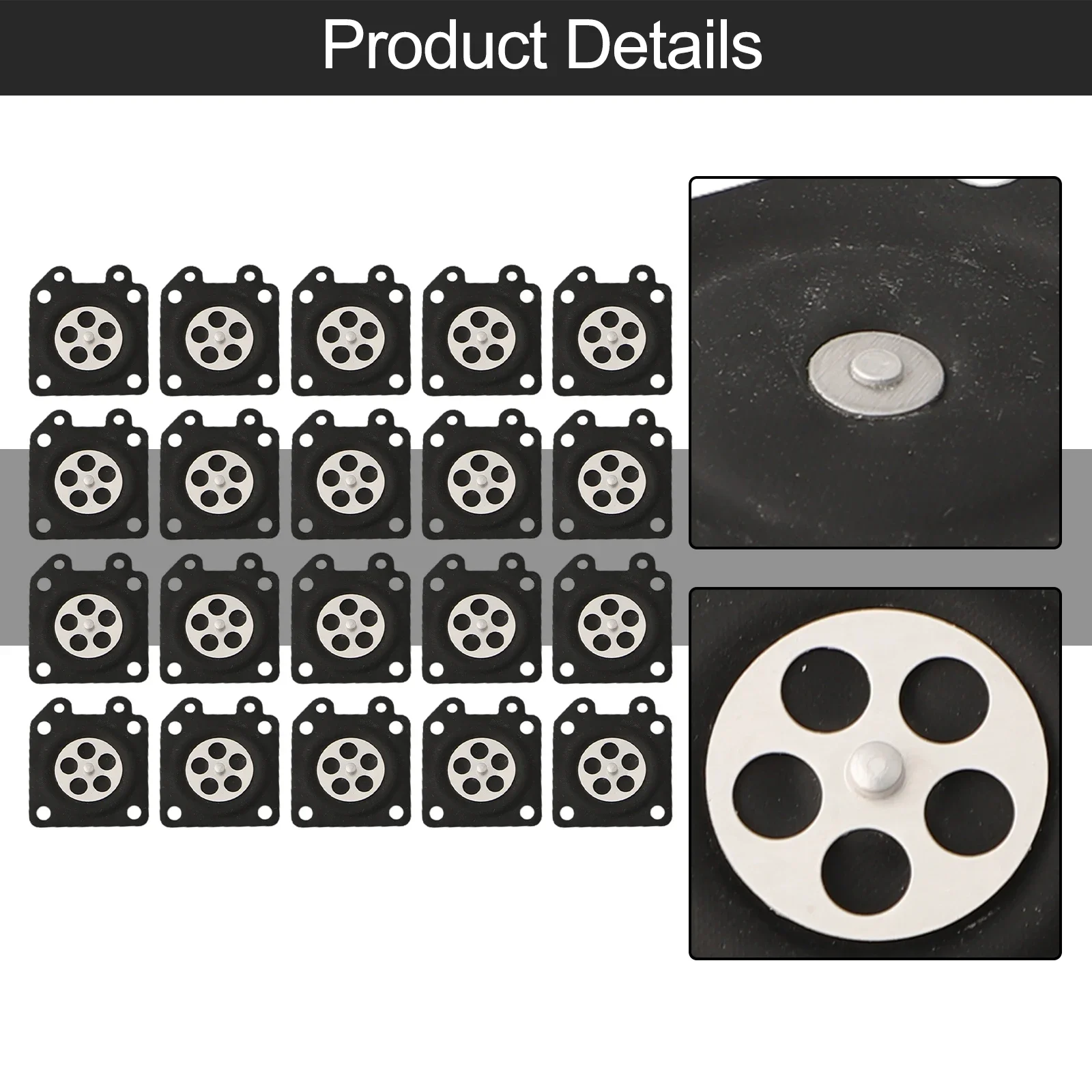 

Carb Repair Kit Diaphragms Black Carburetor Metering Part Professional 1.1*1.3inches 20pcs/Set Rubber 20x 95-526