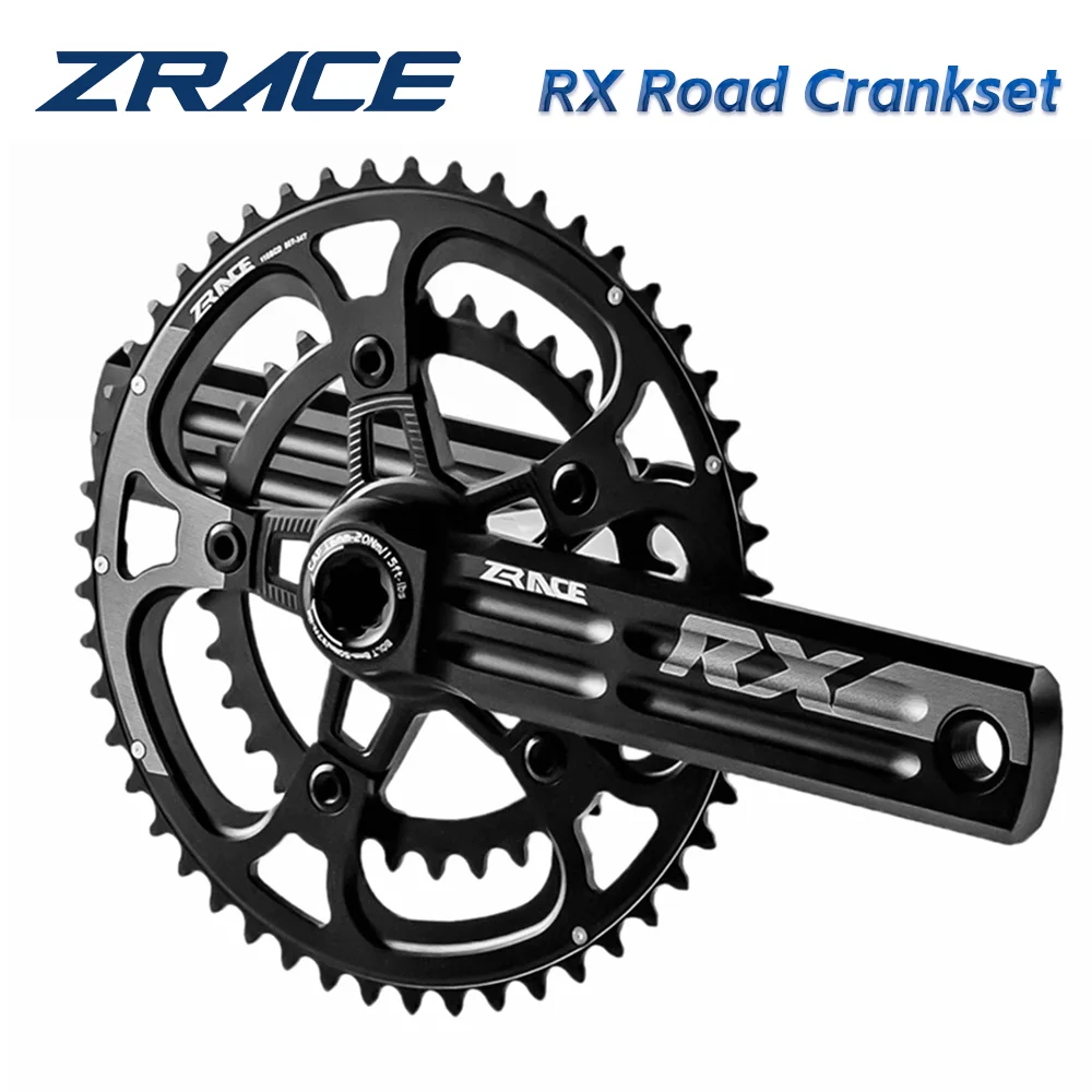ZRACE RX 2 X 10 / 11 Speed Rennrad-Kettenblattgarnitur mit Kettenrad- und Kurbelschutz, 50/34T, 53/39T, 170mm / 172.5mm / 175mm, DUB BB29