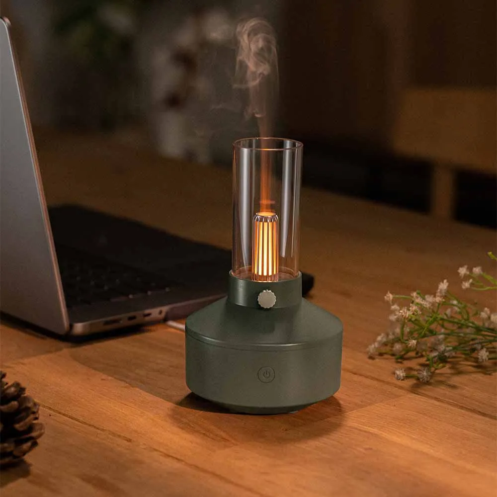 

New Candlelight Air Humidifier Aroma Diffuser Portable Cool Mist Maker 120ml Electric USB Fogger 8-12 Hours with LED Night Light